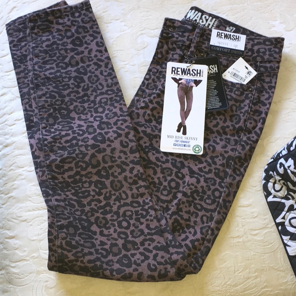Rewash Juniors' Leopard-Print Skinny Jeans size 5